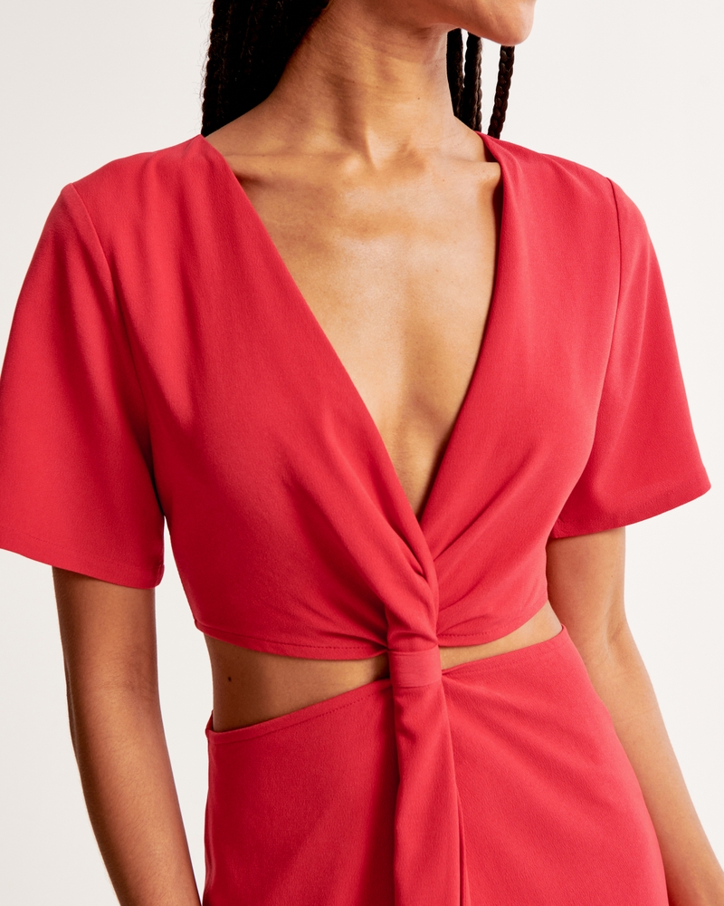 Knotted Cutout Midi Dress