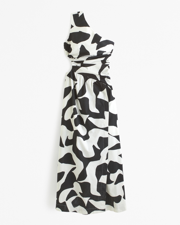 One-Shoulder Cutout Maxi Dress, Black Pattern