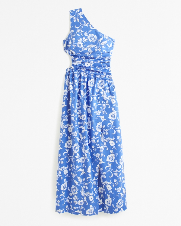 One-Shoulder Cutout Maxi Dress, French Blue Pattern