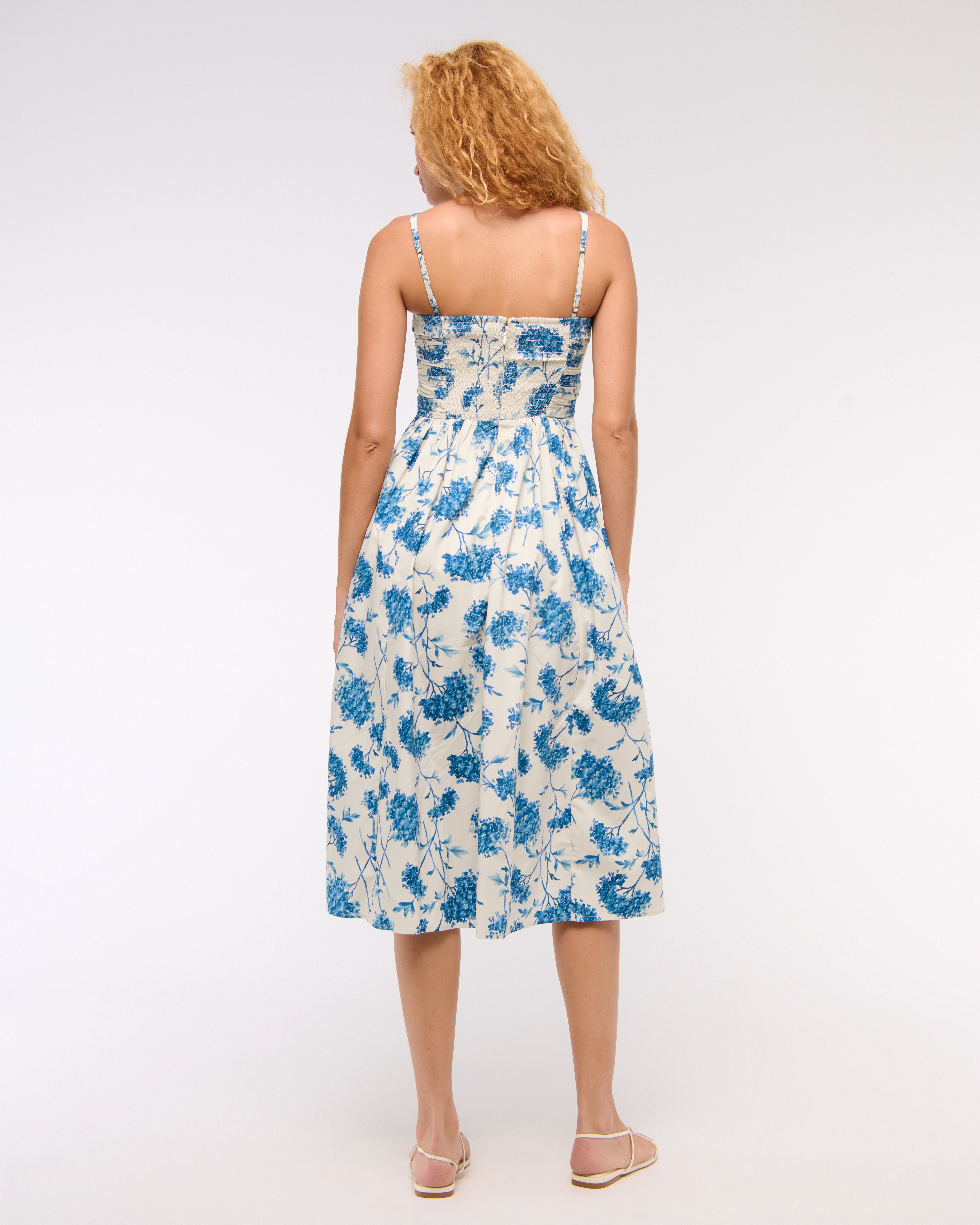 Abercrombie & Fitch The A&f Emerson Poplin Wide Strap Midi Dress In Blue