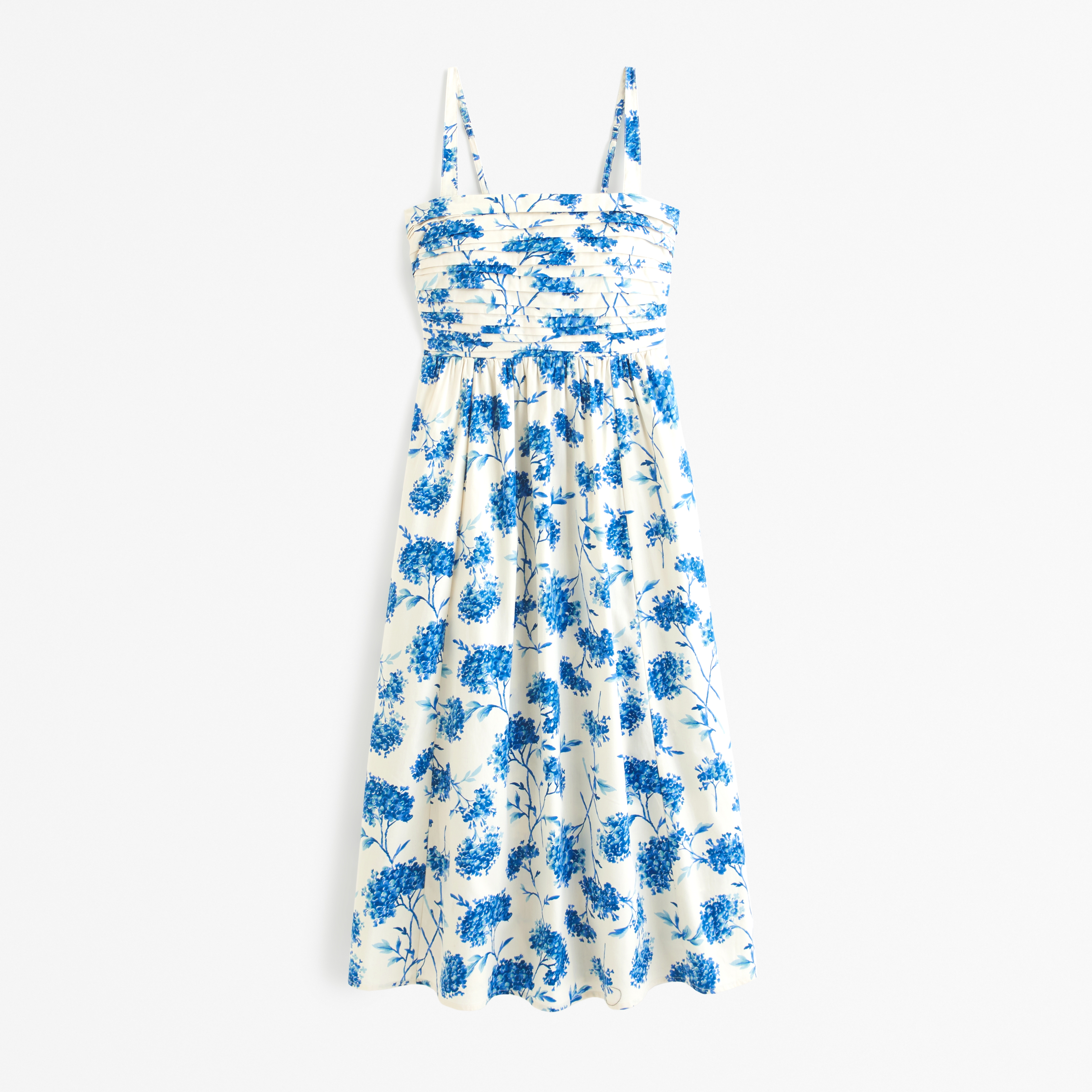Abercrombie & Fitch The A&f Emerson Poplin Wide Strap Midi Dress In Blue