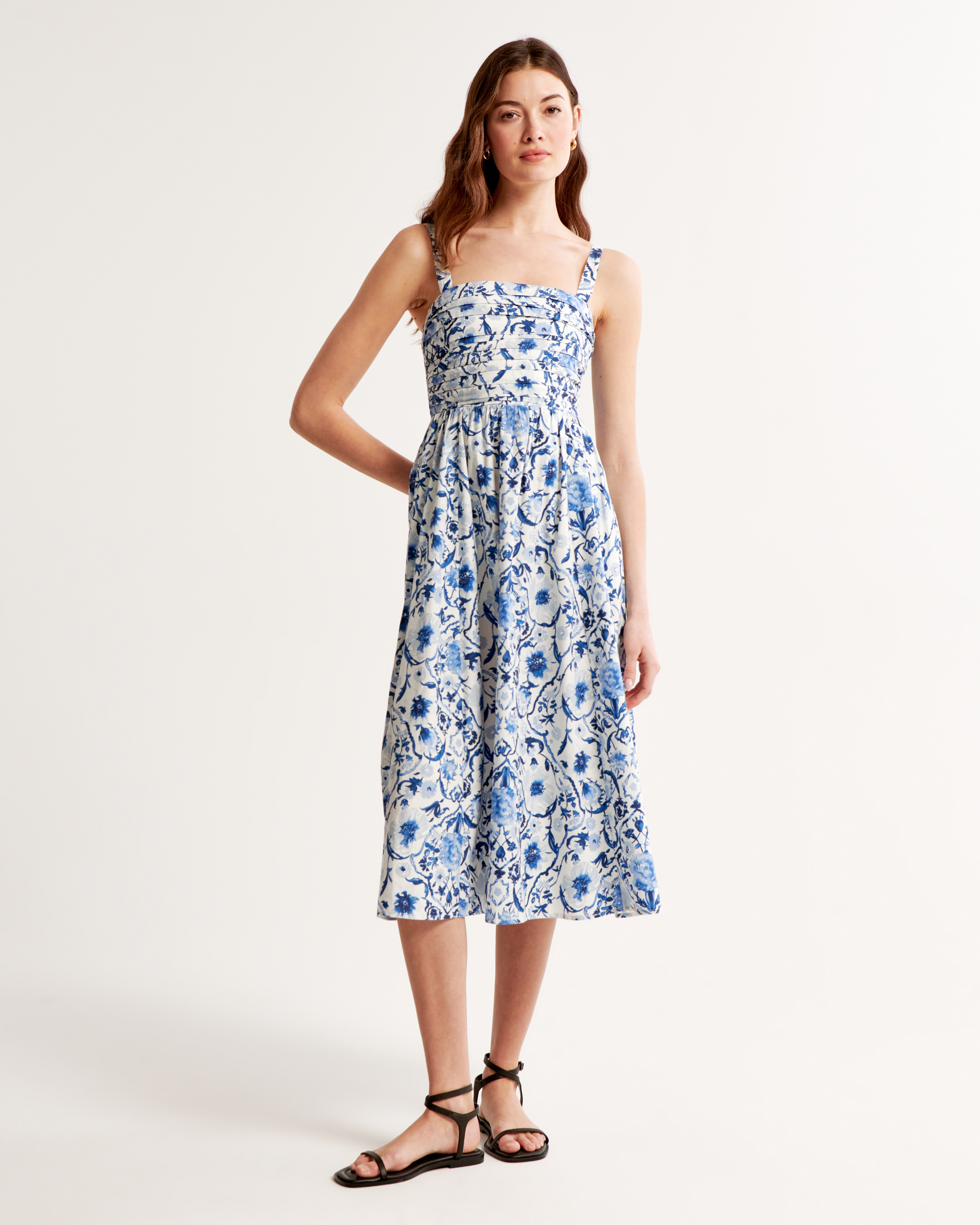 Women's The A&F Emerson Poplin Wide Strap Midi Dress | Women's Dresses &  Jumpsuits | Abercrombie.com