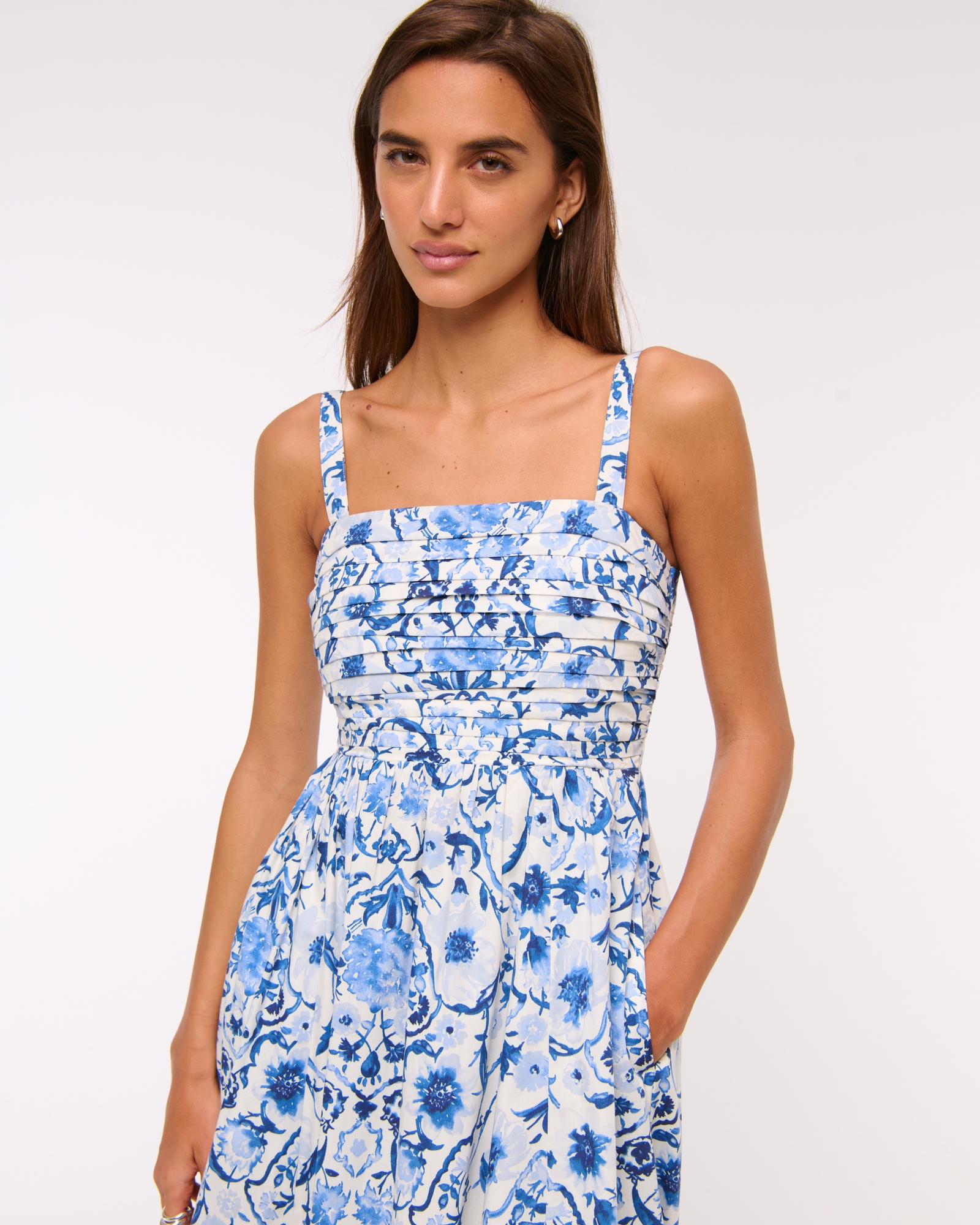 The A&F Emerson Poplin Wide Strap Midi Dress