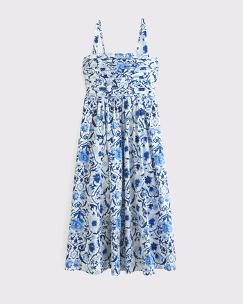 The A&F Emerson Poplin Wide Strap Midi Dress