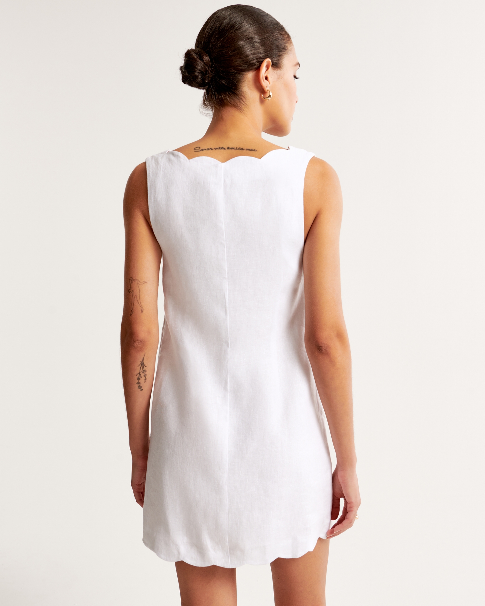 Premium Linen Scalloped Mini Dress