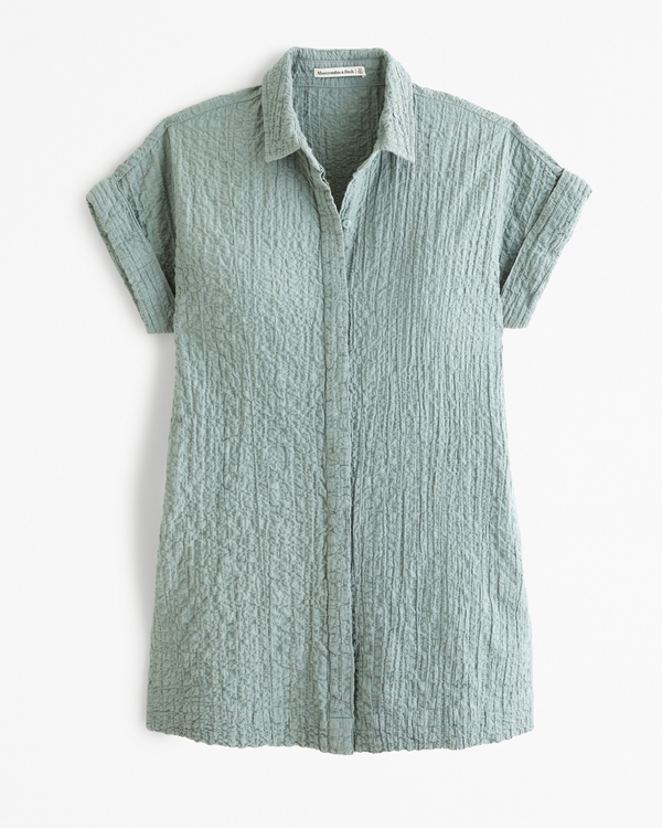 Women's Textured Button-Through Shirt Dress | Women's Dresses & Jumpsuits | Abercrombie.com
