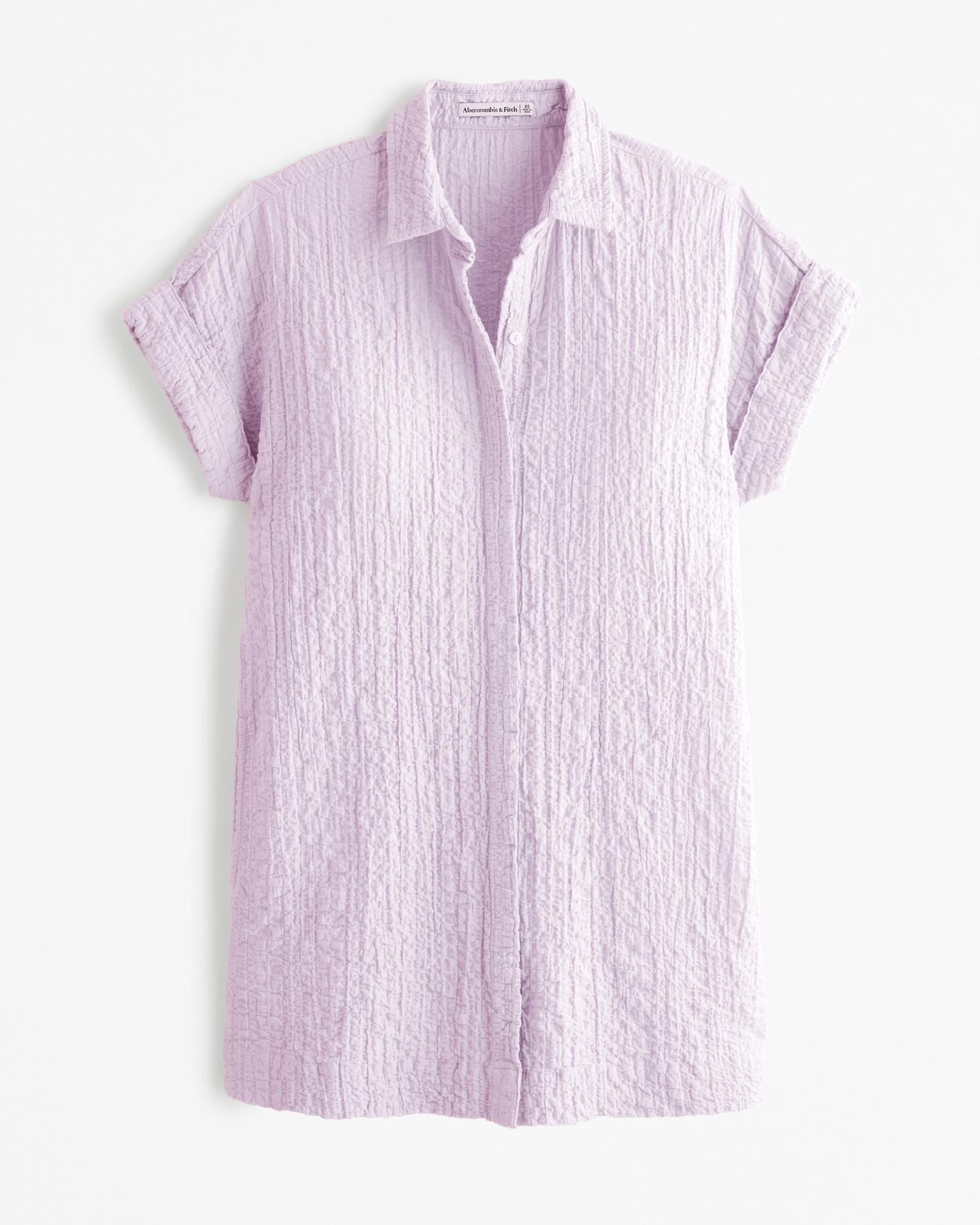 Textured Button-Through Shirt Dress