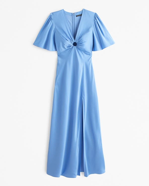Angel Sleeve O-Ring Maxi Dress, Blue