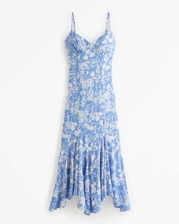 Robe maxi à bretelles coupe sirène, French Blue Floral
