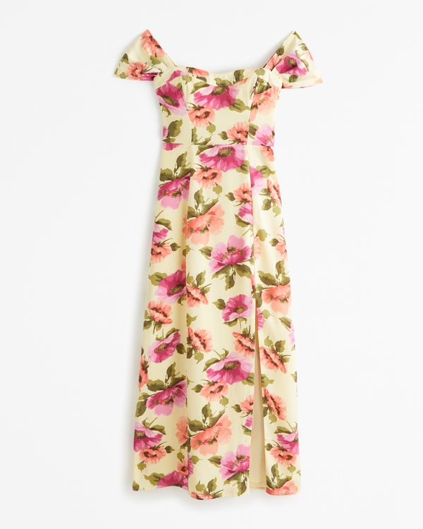 The A&F Camille Off-The-Shoulder Maxi Dress, Yellow Floral