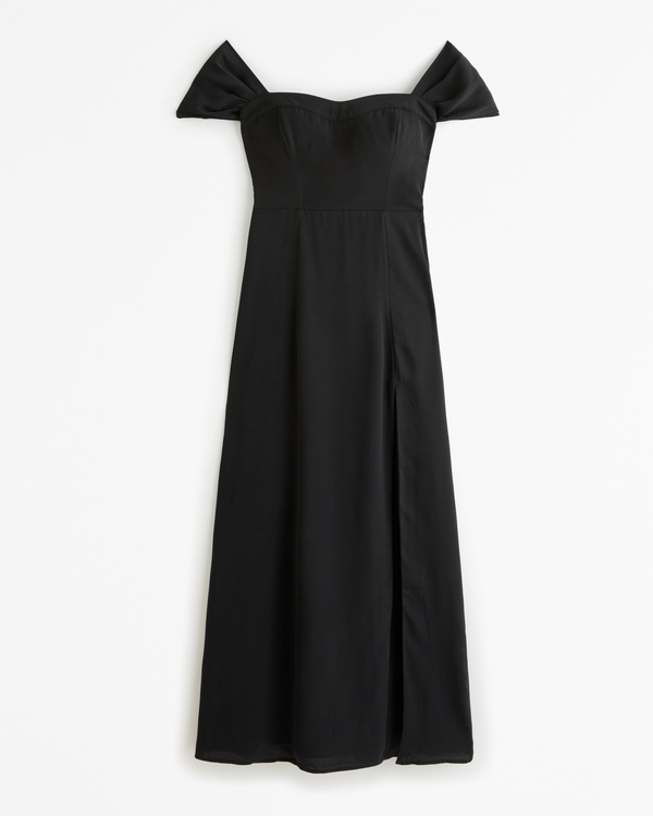 The A&F Camille Off-The-Shoulder Maxi Dress, Black