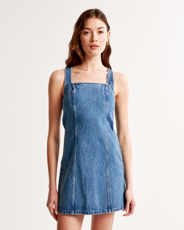 Denim Mini Dress, Medium Wash