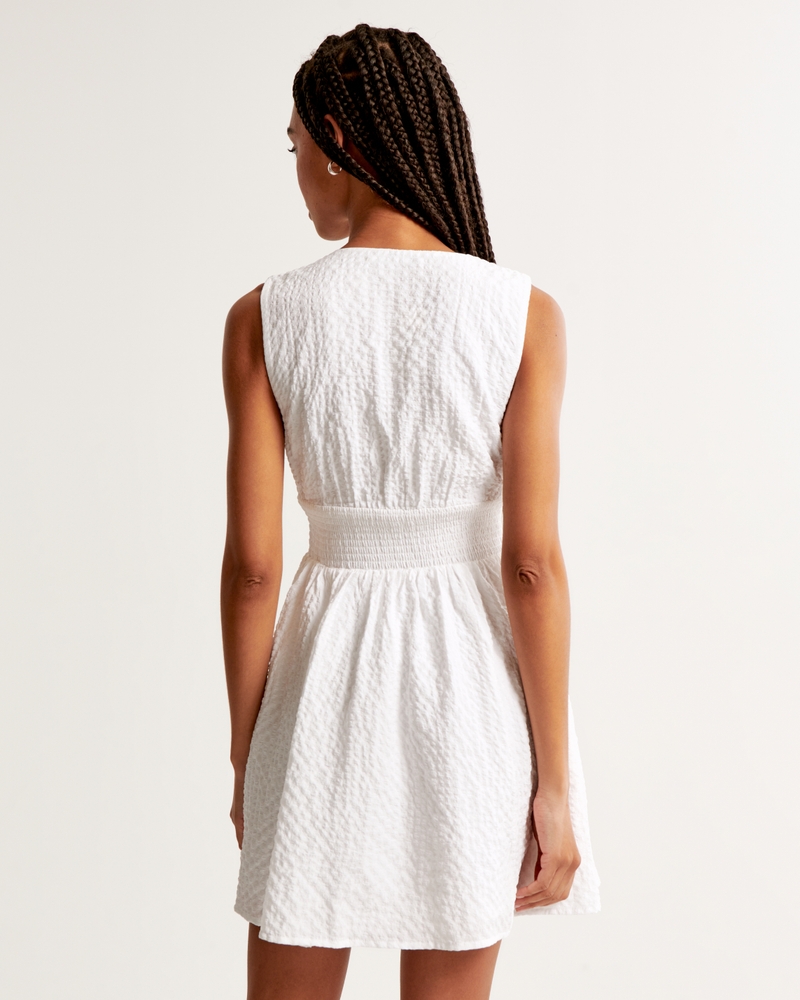Tie-Front Textured Mini Dress