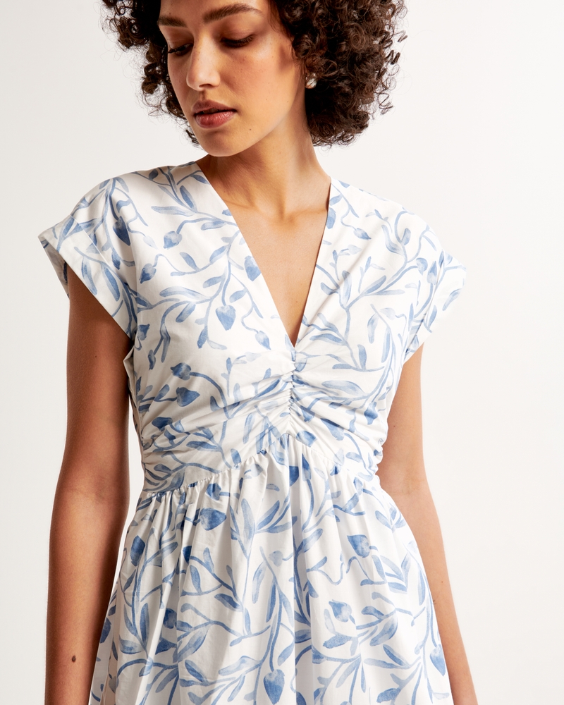 Cinch-Front Poplin Midi Dress