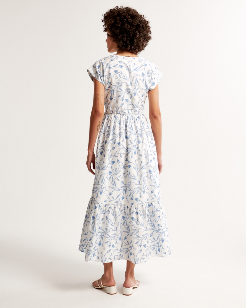 Cinch-Front Poplin Midi Dress