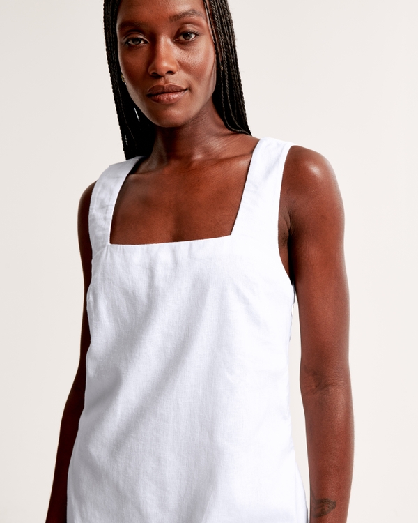 Linen-Blend Shift Mini Dress