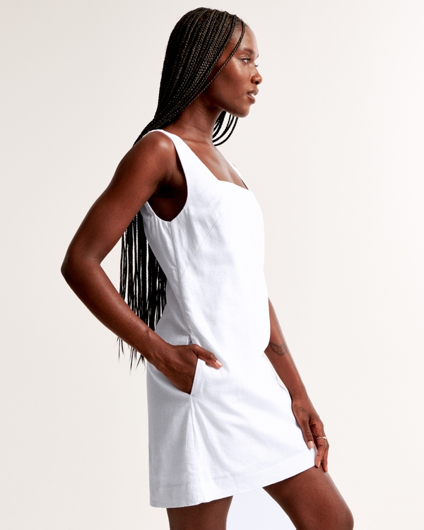 Linen-Blend Shift Mini Dress