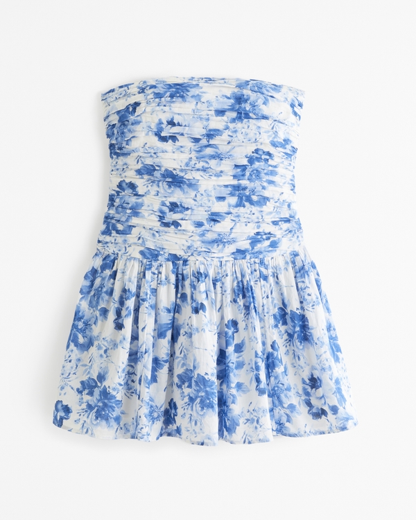 The A&F Emerson Drop-Waist Mini Dress, Blue Floral