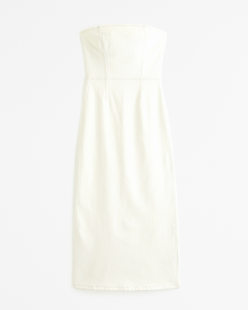 Strapless Denim Midi Dress