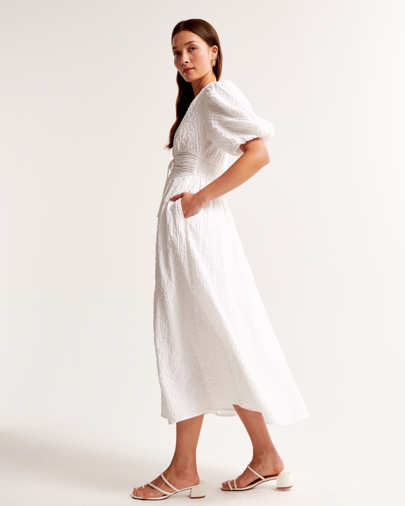 Tie-Front Textured Maxi Dress