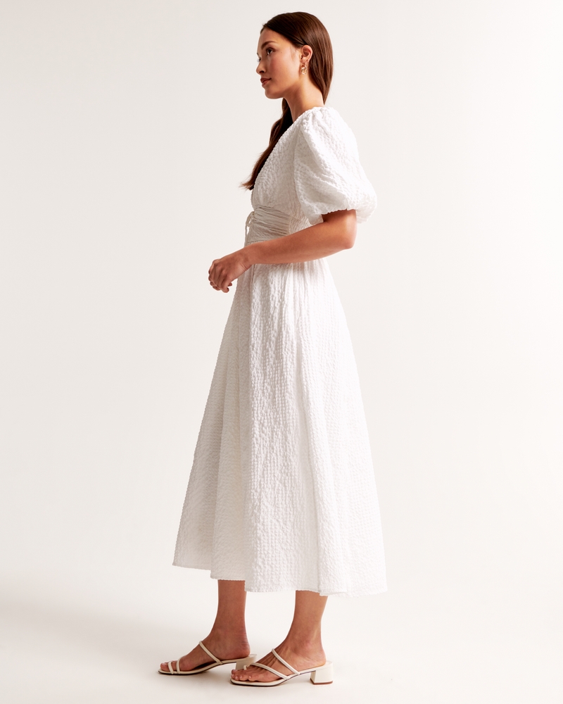 Tie-Front Textured Maxi Dress