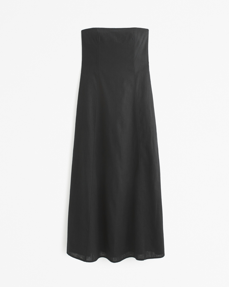 Strapless Skimming Linen-Blend Maxi Dress