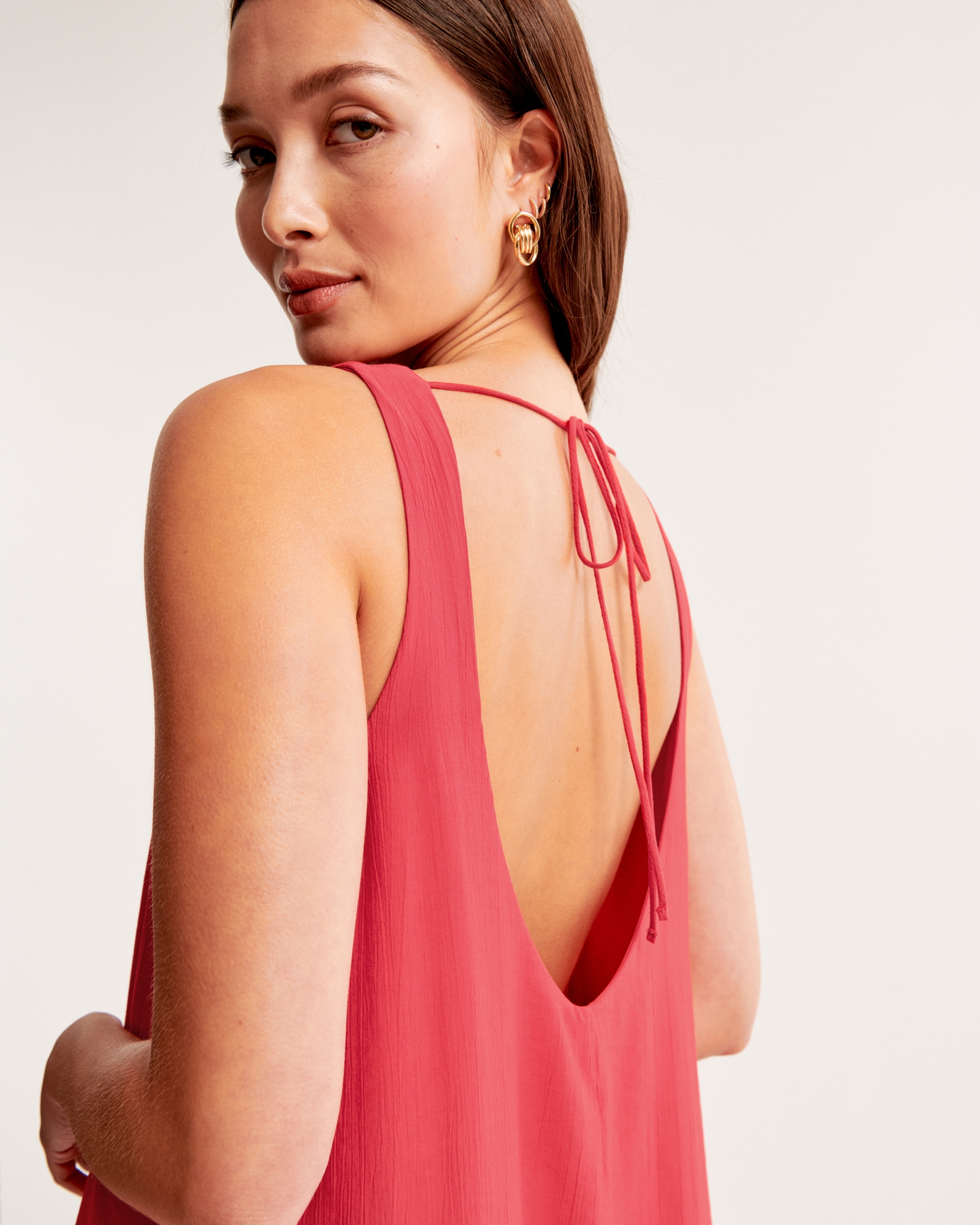 Open-Back Trapeze Mini Dress
