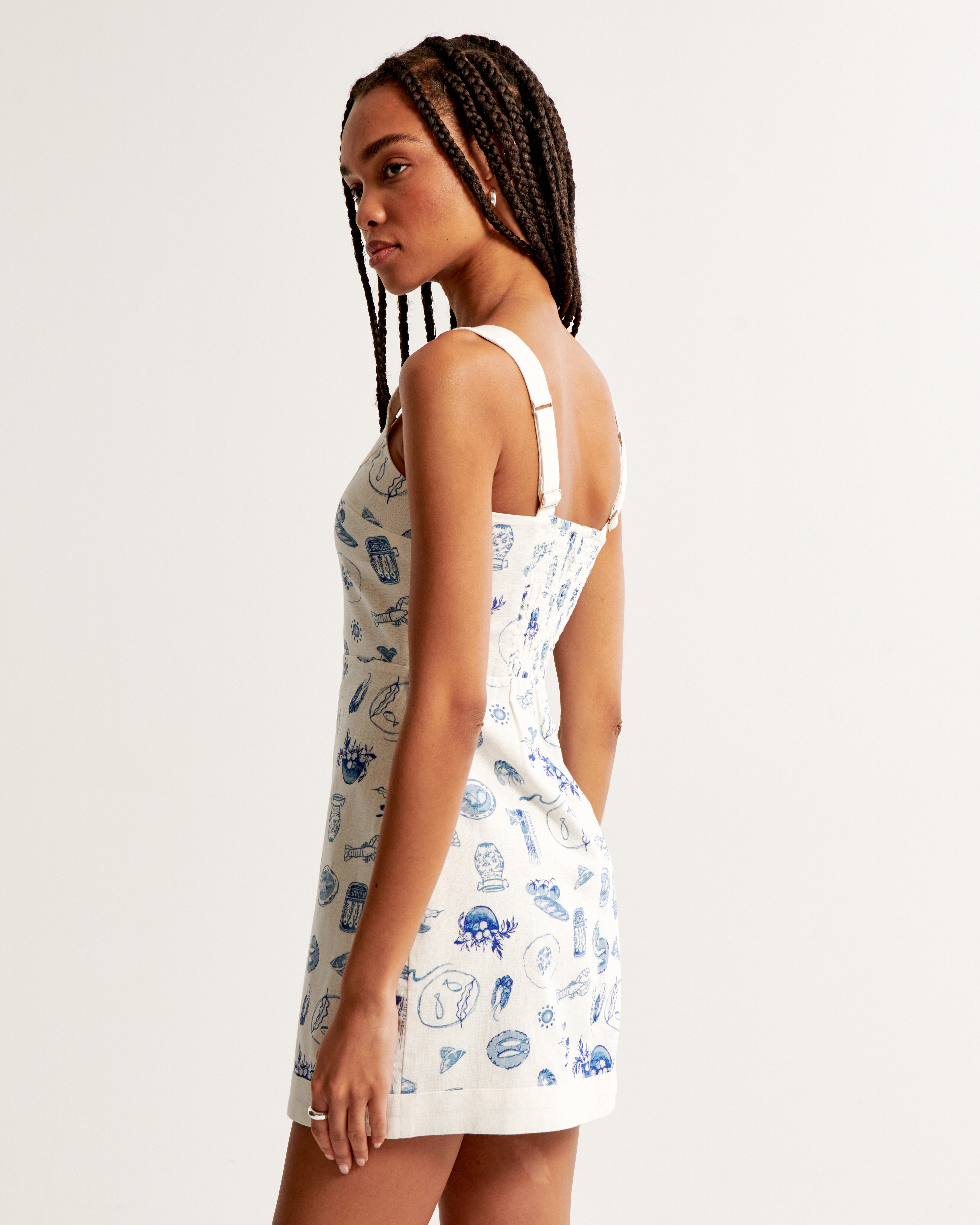 Women's Linen-Blend Wide Strap Mini Dress | Women's