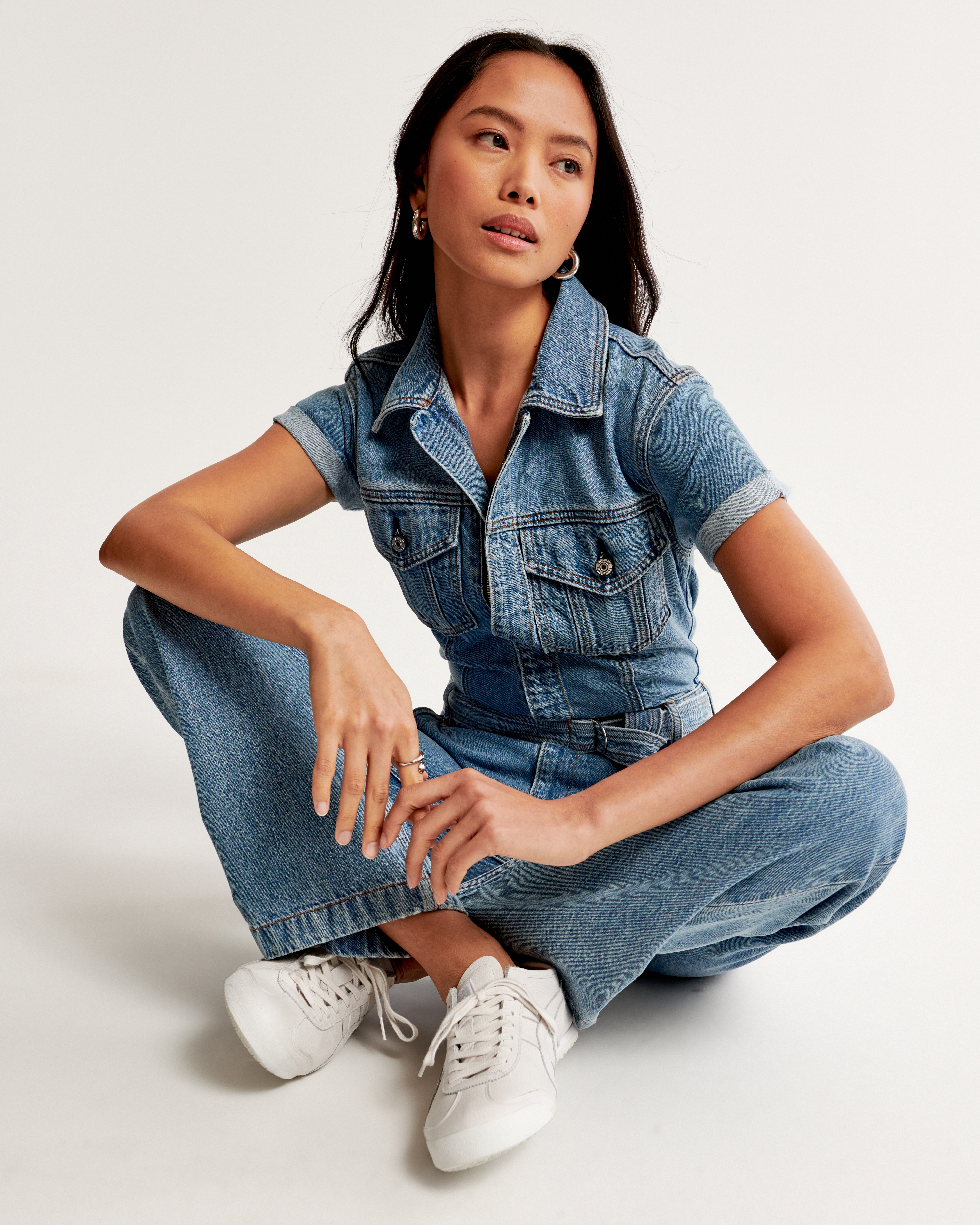 Skin tight clearance denim jumpsuit