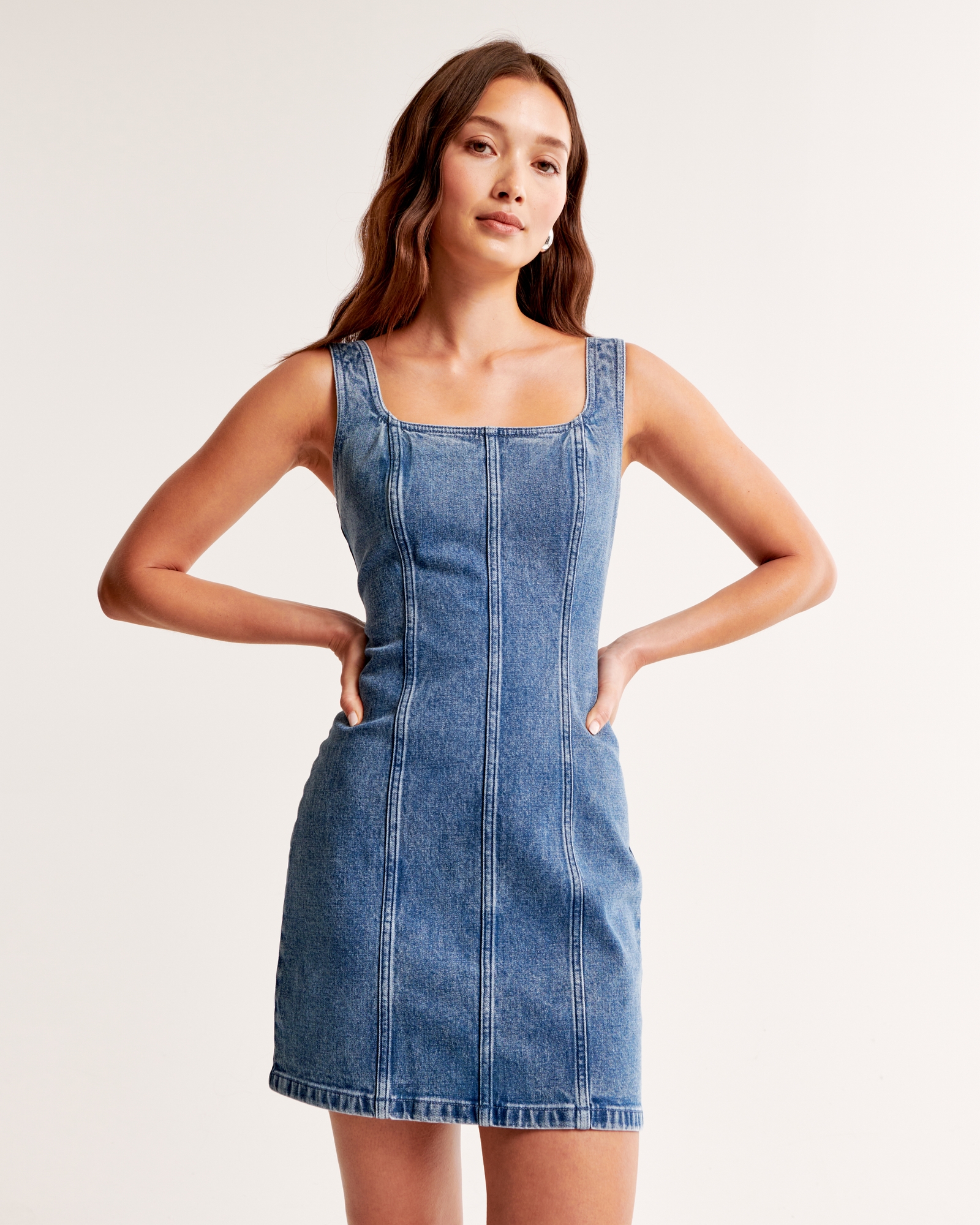 Wide Strap Denim Mini Dress