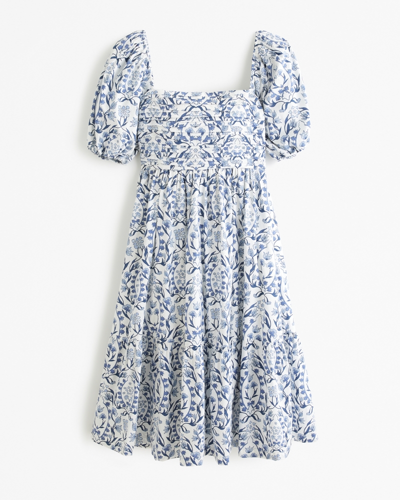 Women s The A F Emerson Poplin Puff Sleeve Midi Dress Women s Dresses Jumpsuits Abercrombie