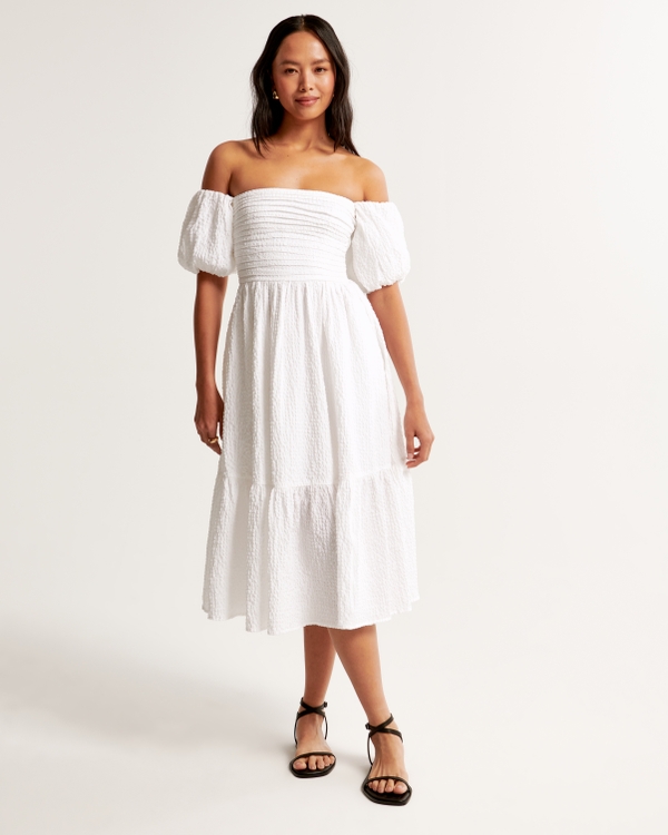 Emerson Off-The-Shoulder Midi Dress, White