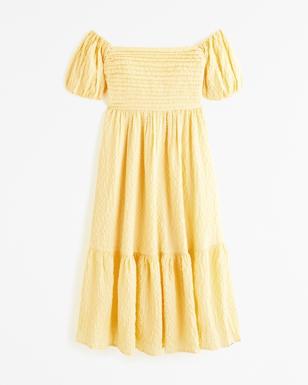 The A&F Emerson Off-The-Shoulder Midi Dress, Yellow