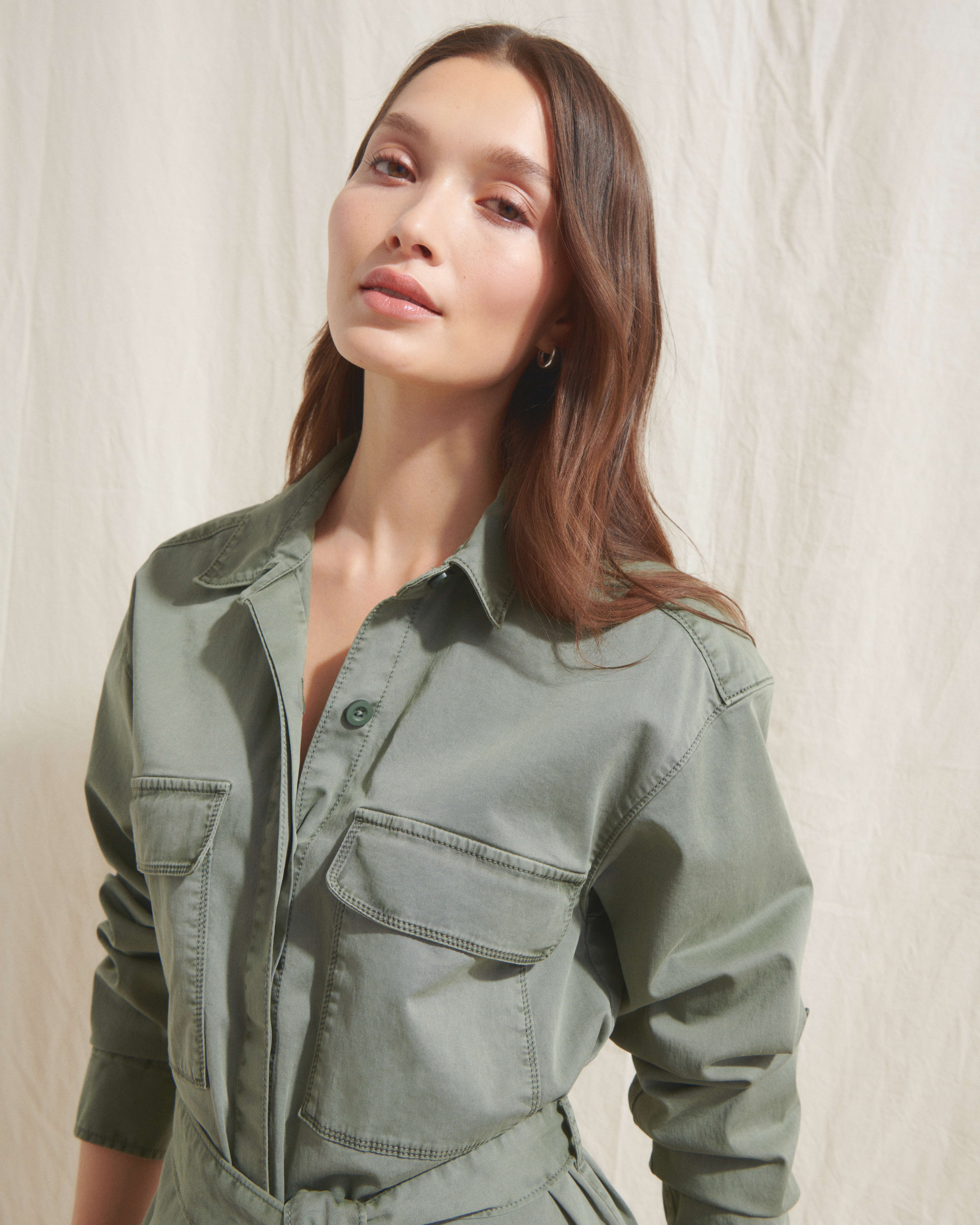 Khaki utility hotsell shirt dress