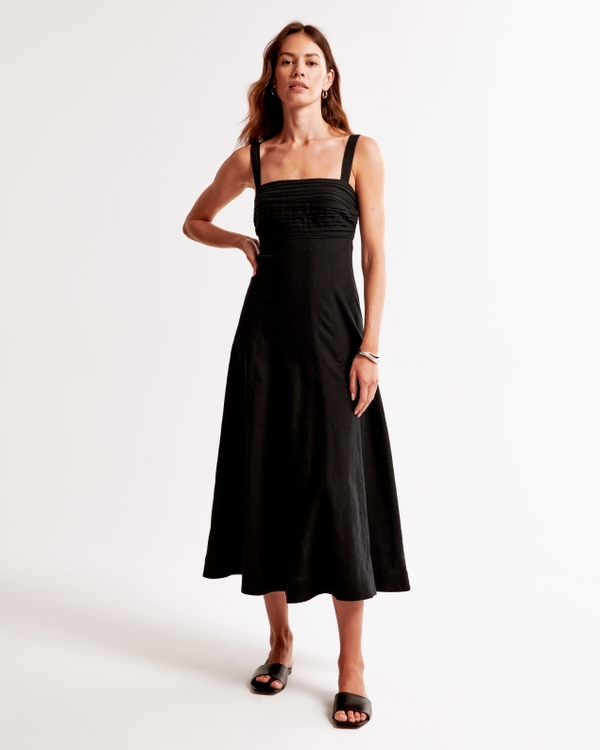 The A&F Emerson Fit & Flare Midi Dress, Black