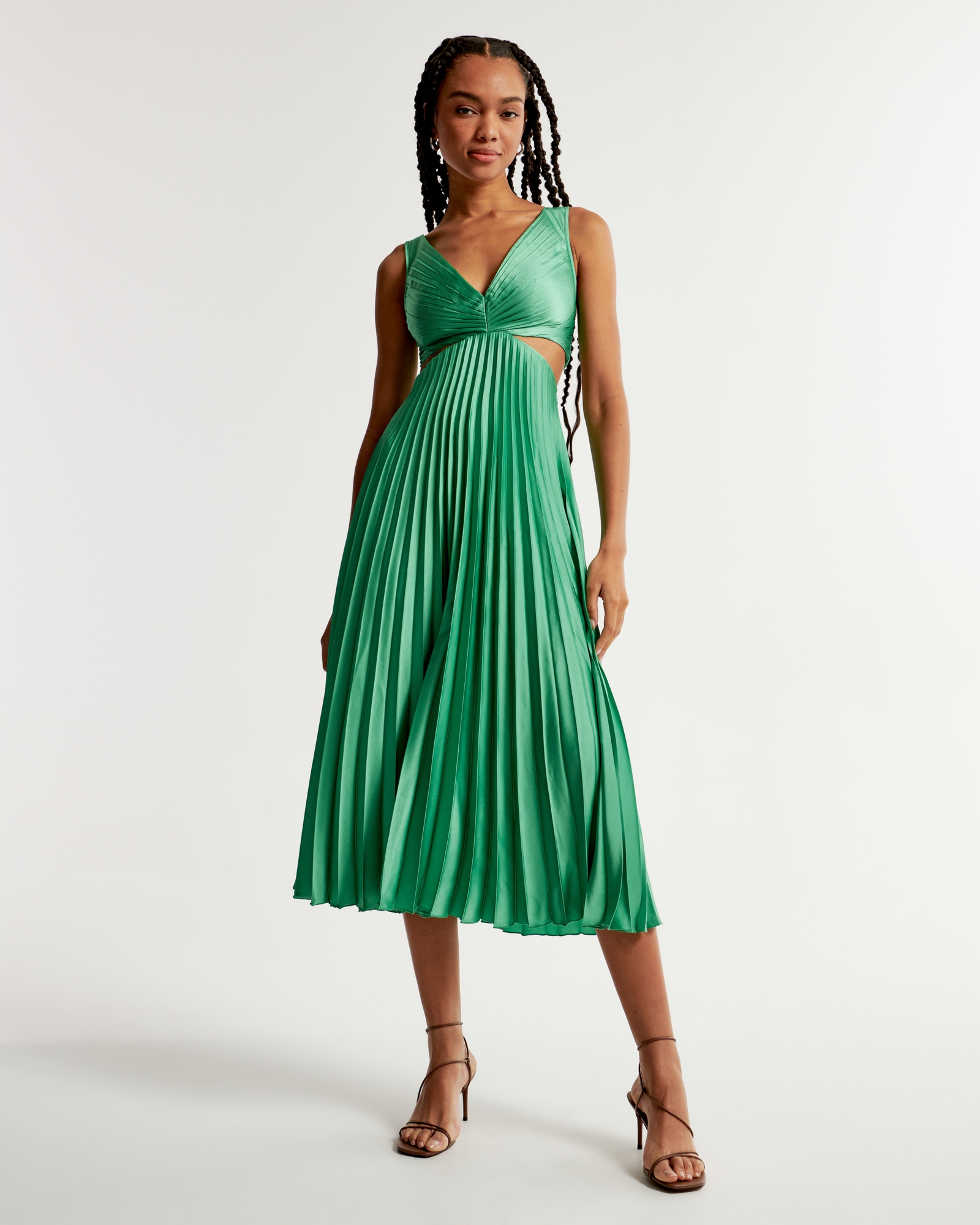 The A&F Giselle Pleated Cutout Maxi Dress