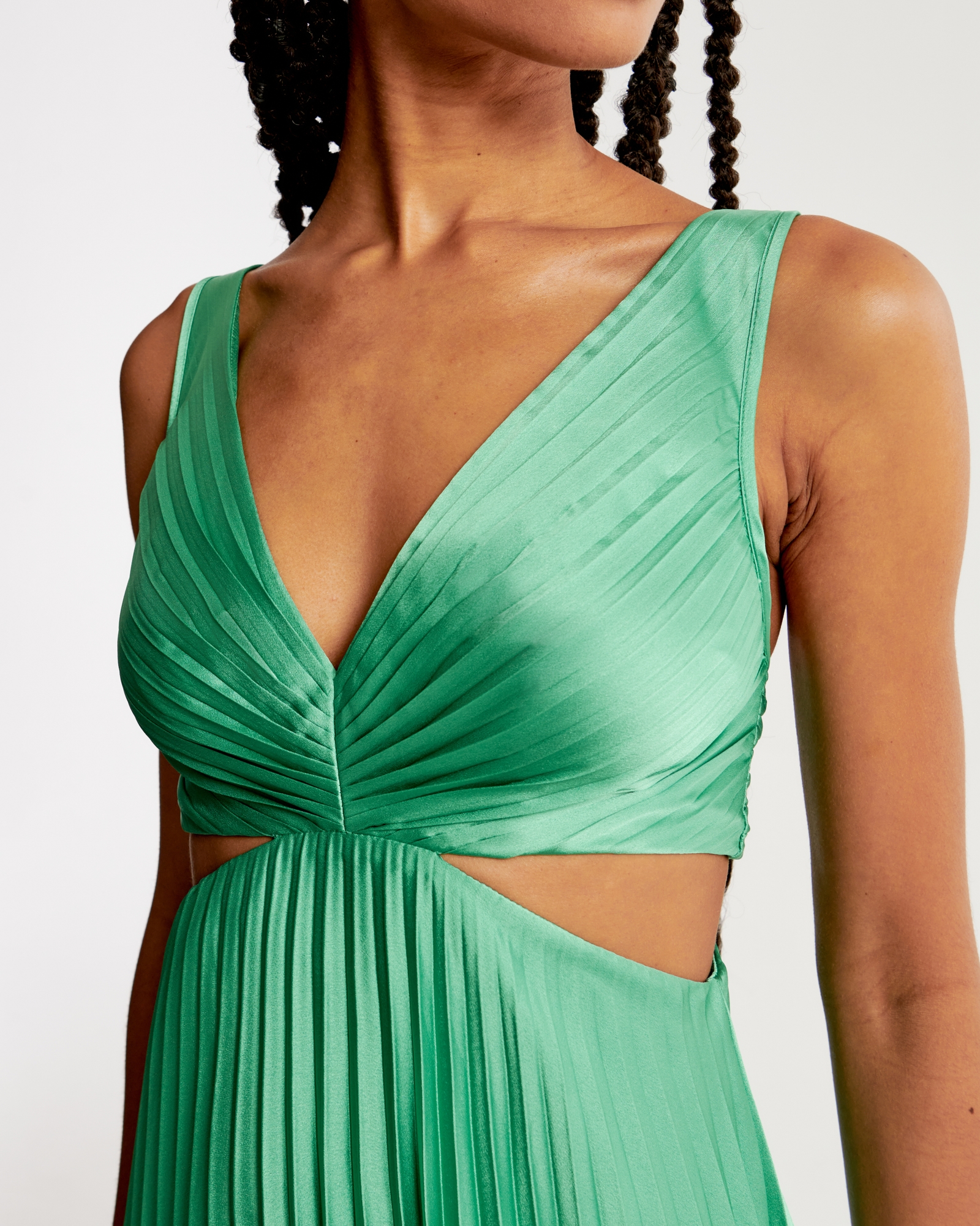 The A&F Giselle Pleated Cutout Maxi Dress