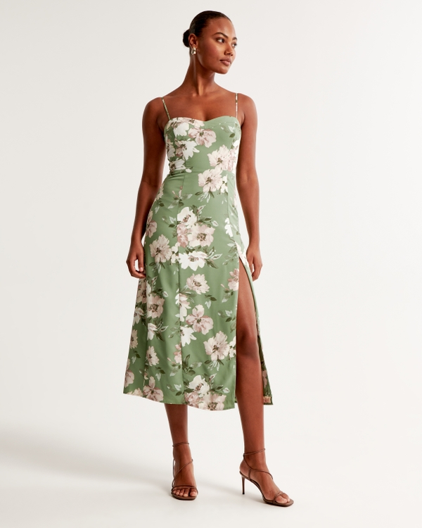 The A&F Camille Midi Dress, Green Floral