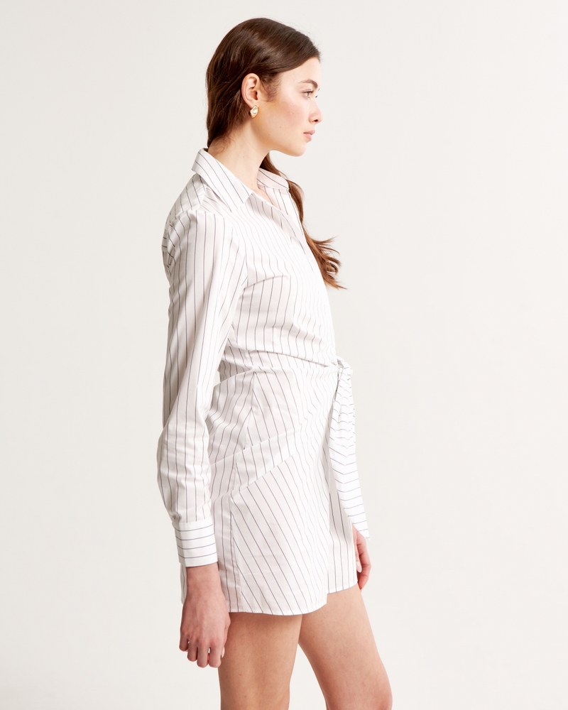 Long-Sleeve Wrap Shirt Dress
