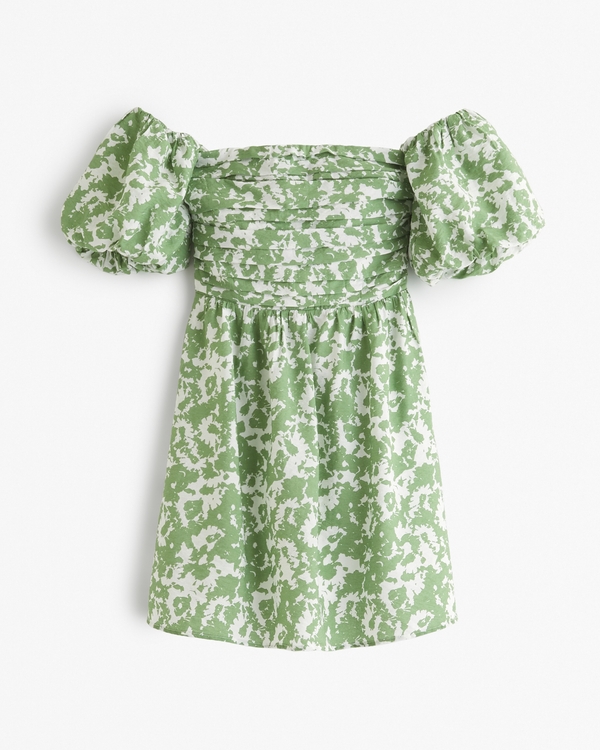 The A&F Emerson Off-The-Shoulder Mini Dress, Green Floral
