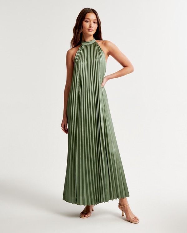 The A&F Giselle Pleated Trapeze Gown, Green
