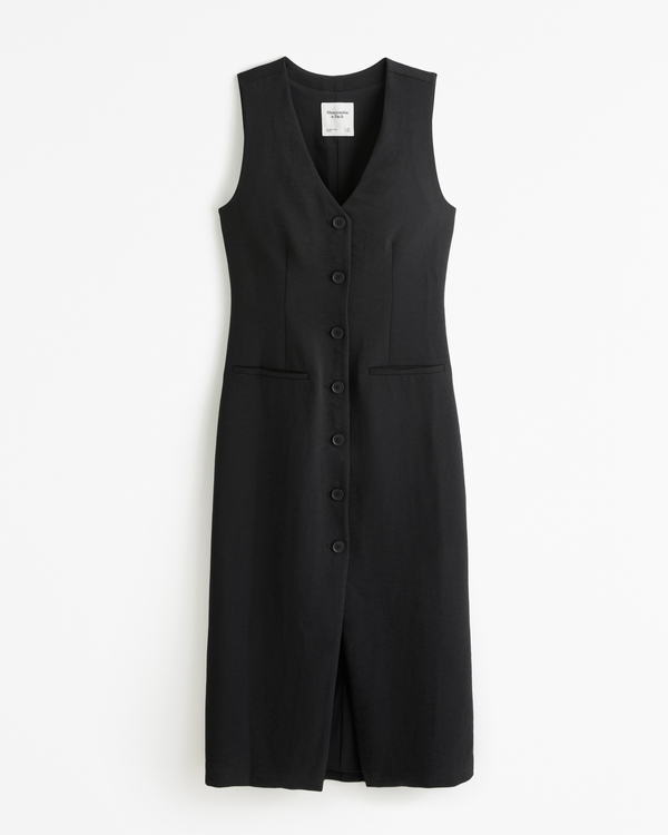 The A&F Mara Vest Midi Dress, Black
