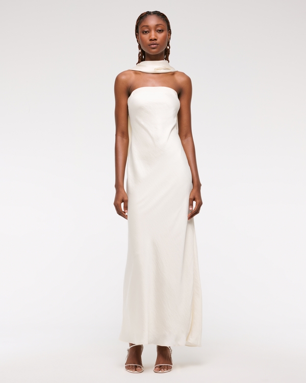 The A&F Julia Slip Strapless Scarf Maxi Dress, White view 2