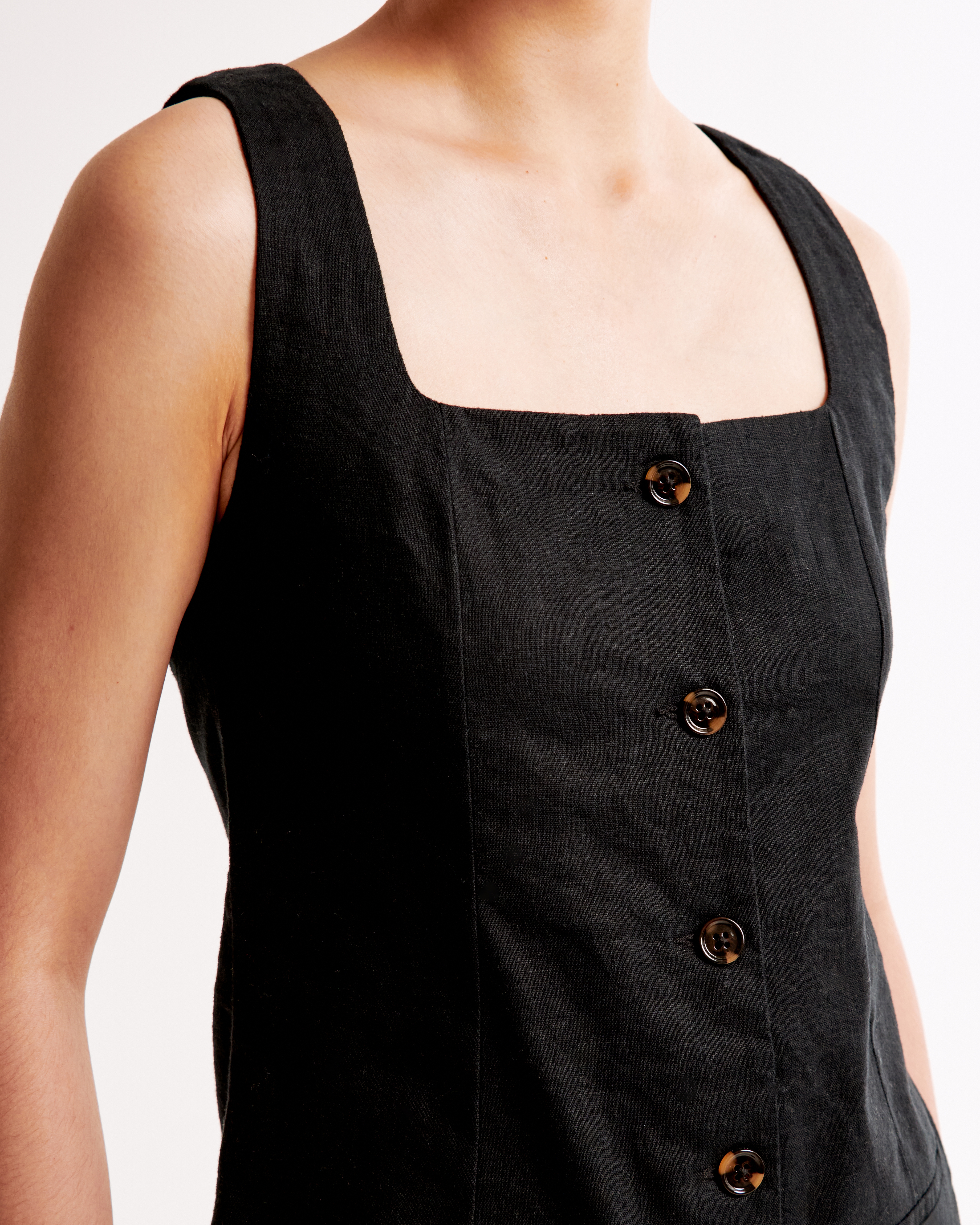 Женские платья Abercrombie & Fitch The A&F Mara Squareneck Linen-Blend Vest Mini Dress — фото 3