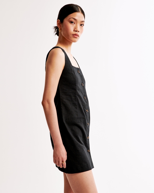 mare mare square-neck linen a-line mini dress SQUARE NECK BUTTON FRONT MINI DRESS main image 1