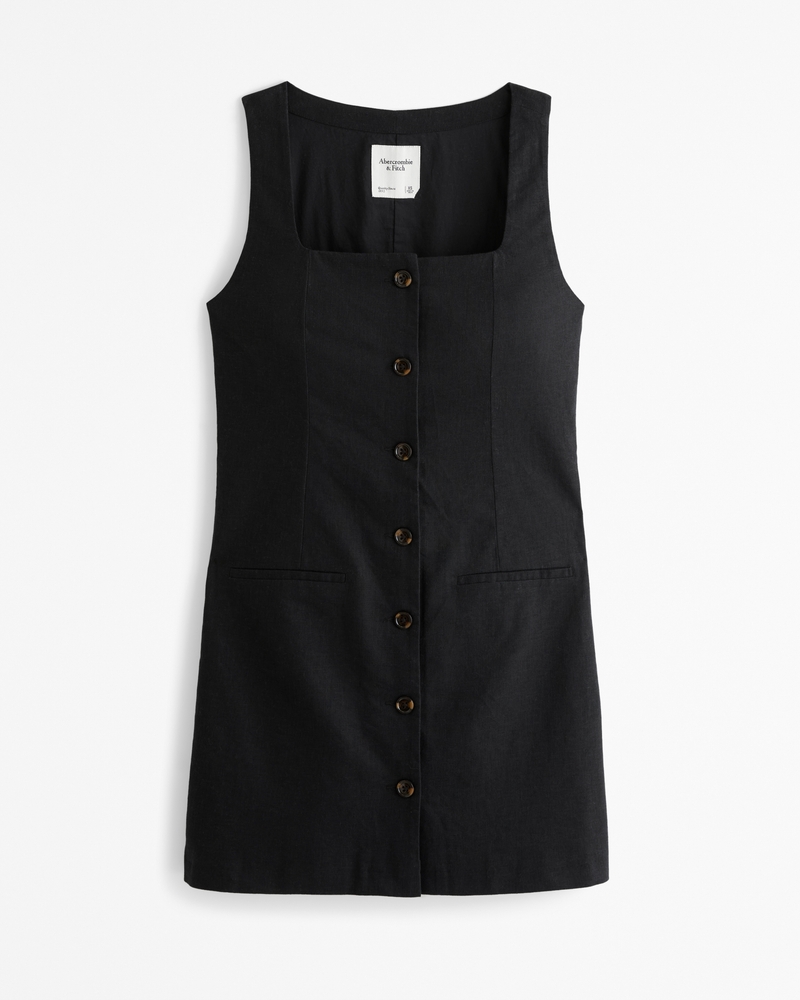 Women's The A&F Mara Squareneck Linen-Blend Vest Mini Dress