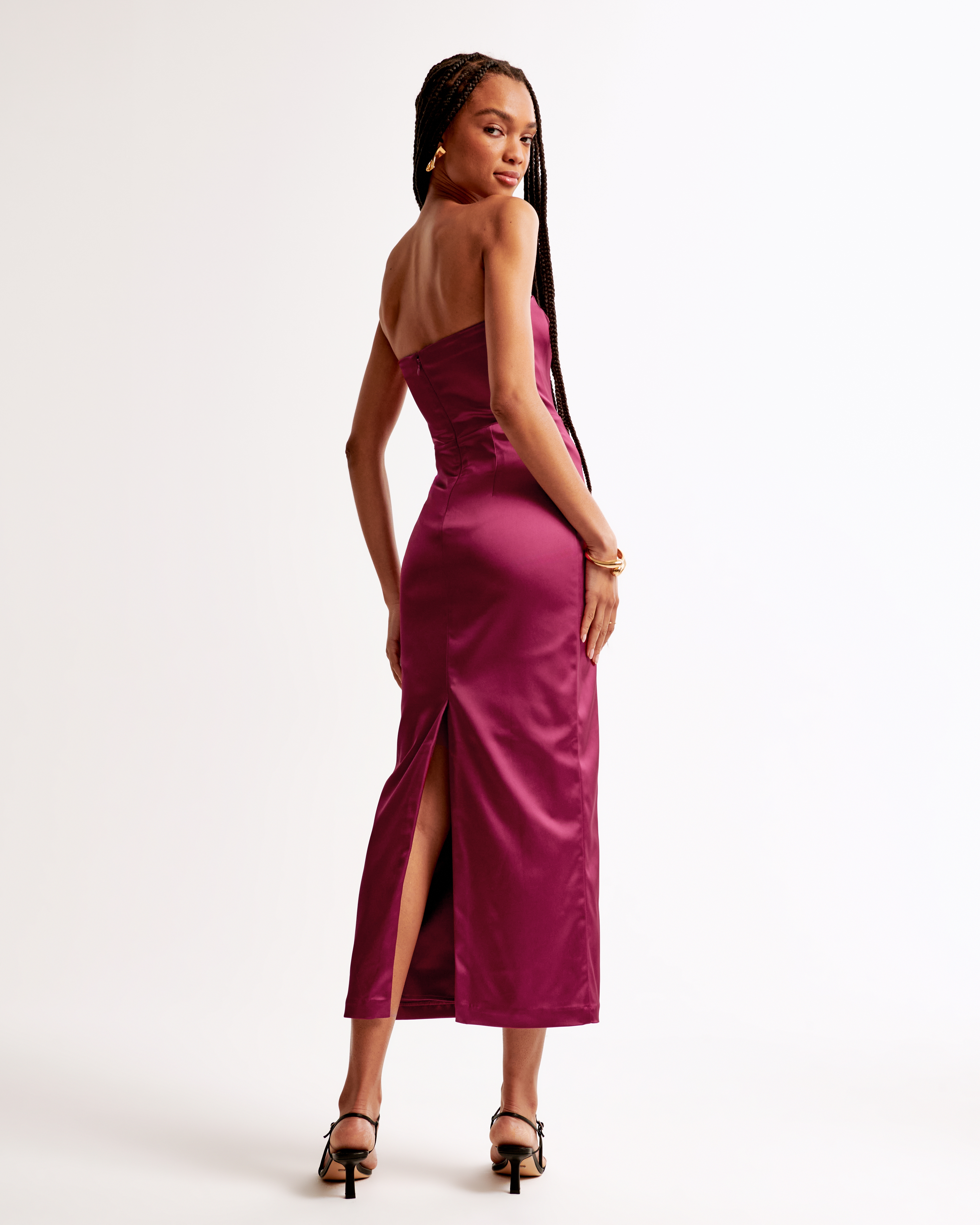 Women's Strapless Satin Sculpt Maxi Dress | Women's Clearance | Abercrombie .com
