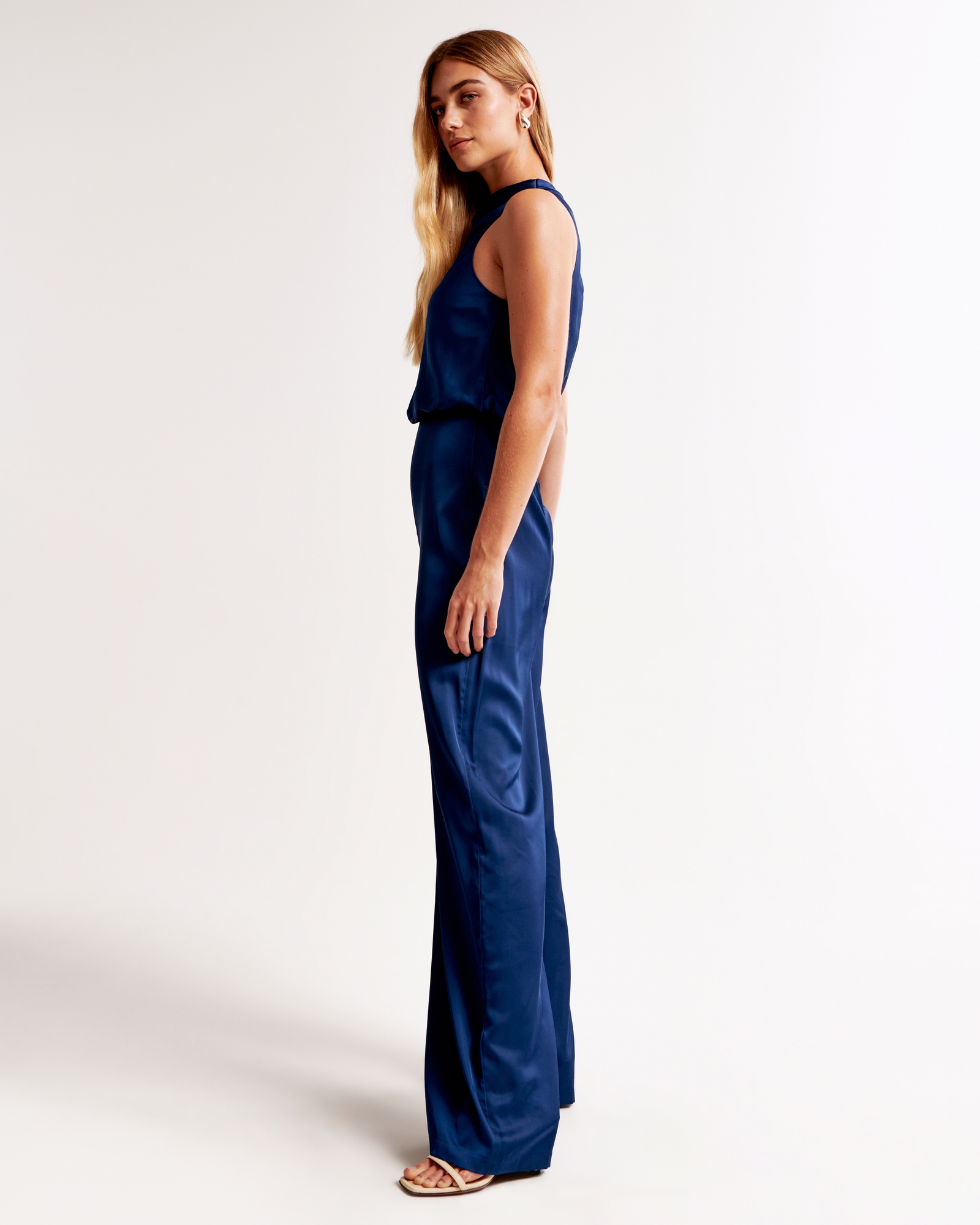 High-Neck Draped Jumpsuit