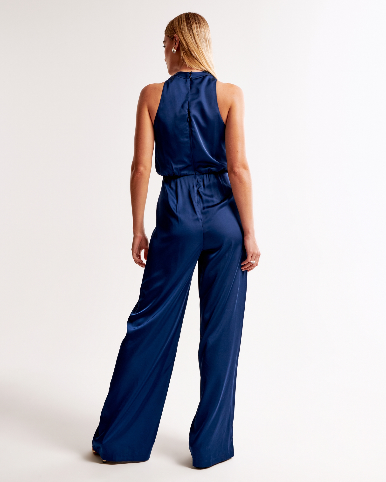 High-Neck Draped Jumpsuit