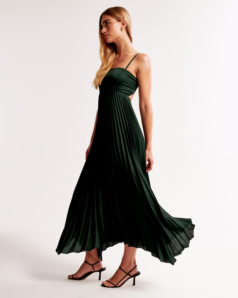 The A&F Giselle Clasp-Back Pleated Midi Dress